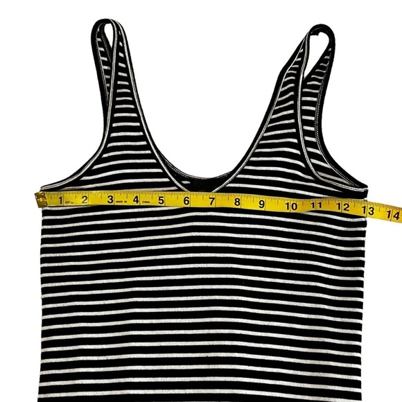 ATM STRIPED WRESTLER TANK DRESS BLACK WHITE STRIPED STRETCHY SMALL MINI - Picture 4 of 10